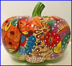 Talavera Pumpkin Mexican Pottery XXL 22 Life Size Art Ceramic Gourd