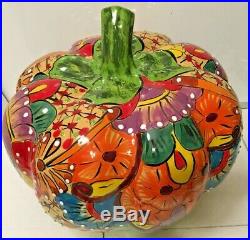 Talavera Pumpkin Mexican Pottery XXL 22 Life Size Art Ceramic Gourd
