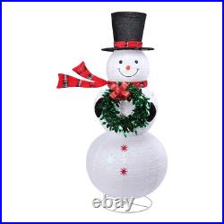 Taman Christmas Lighted Decorations, 6ft Snowman with Wreath Lighted Up Outdoor