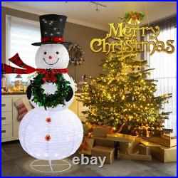 Taman Christmas Lighted Decorations, 6ft Snowman with Wreath Lighted Up Outdoor