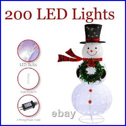 Taman Christmas Lighted Decorations, 6ft Snowman with Wreath Lighted Up Outdoor