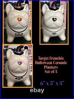 Target Frenchie’s Ceramic Halloween Mini Planters Set of 3 NWT