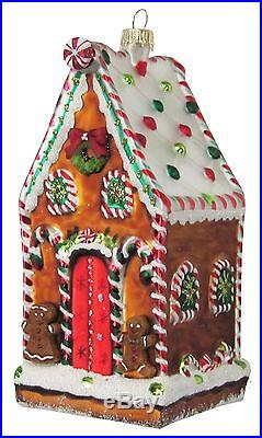 Tasty Decorated Gingerbread House Glass Holiday Ornament