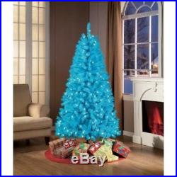 Teal Blue Artificial Christmas Tree Xmas Pine Pre Lit 6 FT Lights Holiday Decor