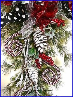 Teardrop Swag Winter Christmas Holiday Snow Wreath XL In/Outdoor 38