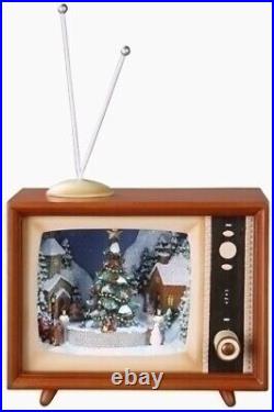 Television with Winter Scene Light Up Animated Christmas Music Box 36432