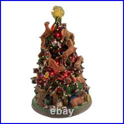 The Danbury Mint Boxer Dog Christmas Tree With Working Lights & Star