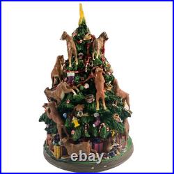 The Danbury Mint Boxer Dog Christmas Tree With Working Lights & Star