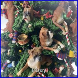 The Danbury Mint Boxer Dog Christmas Tree With Working Lights & Star