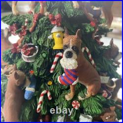 The Danbury Mint Boxer Dog Christmas Tree With Working Lights & Star