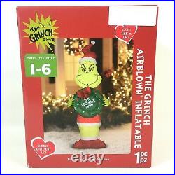 The Grinch Dr Seuss Christmas Airblown Inflatable Lights Up 5.5 ft Gemmy