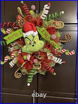 The Grinch Handmade Christmas Wreath. Large And Whimsical. Christmas Decorations