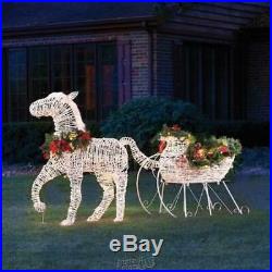 The Lighted Holiday Horse Drawn Sleigh Yard Christmas Lights Decoration