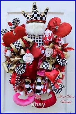 The Queens King of Hearts Valentine’s Day Wreath Harlequin Hearts