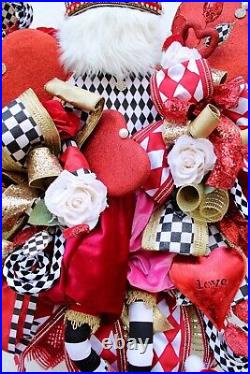 The Queens King of Hearts Valentine's Day Wreath Harlequin Hearts