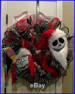 The nightmare before Christmas jack and sally Christmas wreath handmade decor