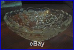 Thick Glass Christmas Candy Dish Frosted and Embellished Pattern 6 1/4
