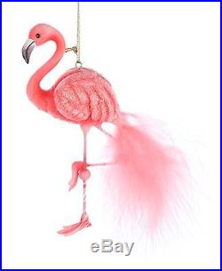 Tickled Pink Flamingo with Feathers Resin Holiday Christmas Ornament Kurt Adler