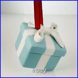 Tiffany Blue Gift Box Trinket Christmas Holiday Ornament Bone China Porcelain