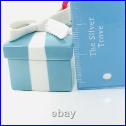 Tiffany Blue Gift Box Trinket Christmas Holiday Ornament Bone China Porcelain