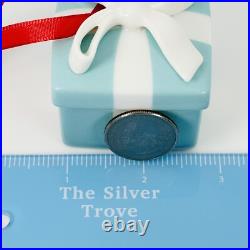 Tiffany Blue Gift Box Trinket Christmas Holiday Ornament Bone China Porcelain