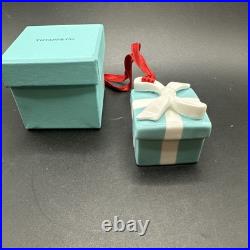 Tiffany Blue Gift Box Trinket Christmas Ornament Bone China Porcelain With Box