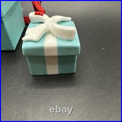 Tiffany Blue Gift Box Trinket Christmas Ornament Bone China Porcelain With Box