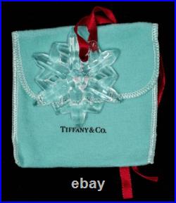 Tiffany & Co. Crystal Star Snowflake Ornament with Red Ribbon DC-7137