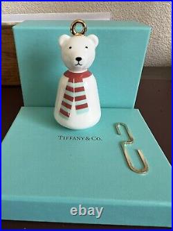Tiffany & Co Polar Bear Holiday Ornament NEW White Red Blue in Bone China