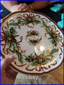 Tiffany Holiday Garland Platter Large 12 Inch Rare Center Decal