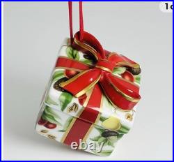 Tiffany Holiday Gift Box/Bow Christmas Holiday Ornament Porcelain