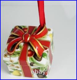 Tiffany Holiday Gift Box/Bow Christmas Holiday Ornament Porcelain