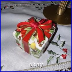 Tiffany Holiday Gift Box/Bow Christmas Holiday Ornament Porcelain