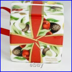 Tiffany Holiday Gift Box and Bow Christmas Holiday Ornament Bone China Porcelain