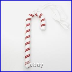 Tiffany Red White Candy Cane Christmas Holiday Ornament with Blue Gift Box Pouch