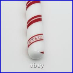 Tiffany Red White Candy Cane Christmas Holiday Ornament with Blue Gift Box Pouch