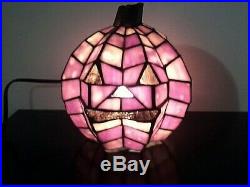 Tiffany-Style Stained Glass Lead Joint Halloween Pumpkin Jack-O-Lantern Lamp NIB