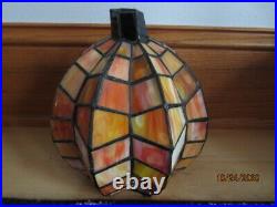 Tiffany Style Stained Glass PUMPKIN Lighted Lamp Leaded Jack O Lantern Halloween
