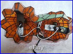 Tiffany Style Stained Glass Pumpkins Pair Accent Lamp BEAUTIFUL