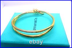 Tilffany&Co/18KYellow Gold Bangle Bracelet Solid Diamond 7 inch