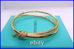 Tilffany&Co/18KYellow Gold Bangle Bracelet Solid Diamond 7 inch