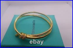 Tilffany&Co/18KYellow Gold Bangle Bracelet Solid Diamond 7 inch