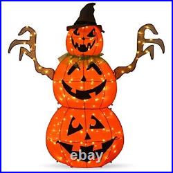 Tinsel 5 Ft Stacked Pumpkins With LED Lights Halloween Yard Outdoor Decorations