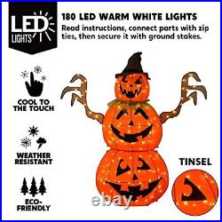 Tinsel 5 Ft Stacked Pumpkins With LED Lights Halloween Yard Outdoor Decorations