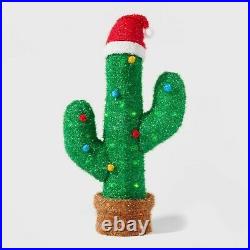 Tinsel Cactus Sculpture withLights Xmas Holiday Decoration Indoor/Outdoor Lighted