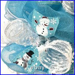 Tis The Season To Be Freezin Snowman Winter or Christmas Deco Mesh Wreath