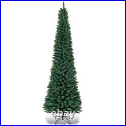 Topbuy 5/6/7/8/9FT Pencil Christmas Tree PVC Artificial Slim Tree with Metal Topbuy 5/6/7/8/9FT Pencil Christmas Tree PVC Artificial Slim Tree with Metal