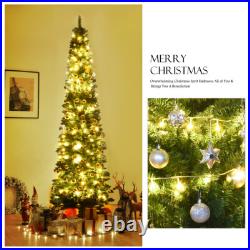 Topbuy 5/6/7/8/9FT Pencil Christmas Tree PVC Artificial Slim Tree with Metal Topbuy 5/6/7/8/9FT Pencil Christmas Tree PVC Artificial Slim Tree with Metal