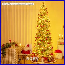 Topbuy 6/7.5/9 FT Pre-Lit Artificial Christmas Tree Snow Flocked Hinged Xmas