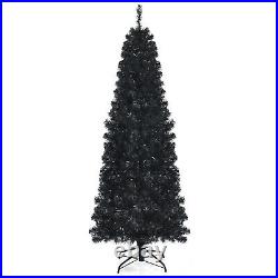 Topbuy 6ft Pre-lit Christmas Halloween Tree Hinged Artificial Pencil Tree with